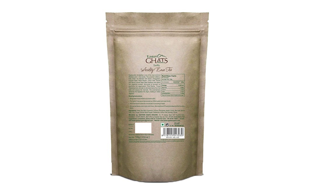 Eastern Ghats Organic Swiftly Acidity Ease Tea    Pack  100 grams